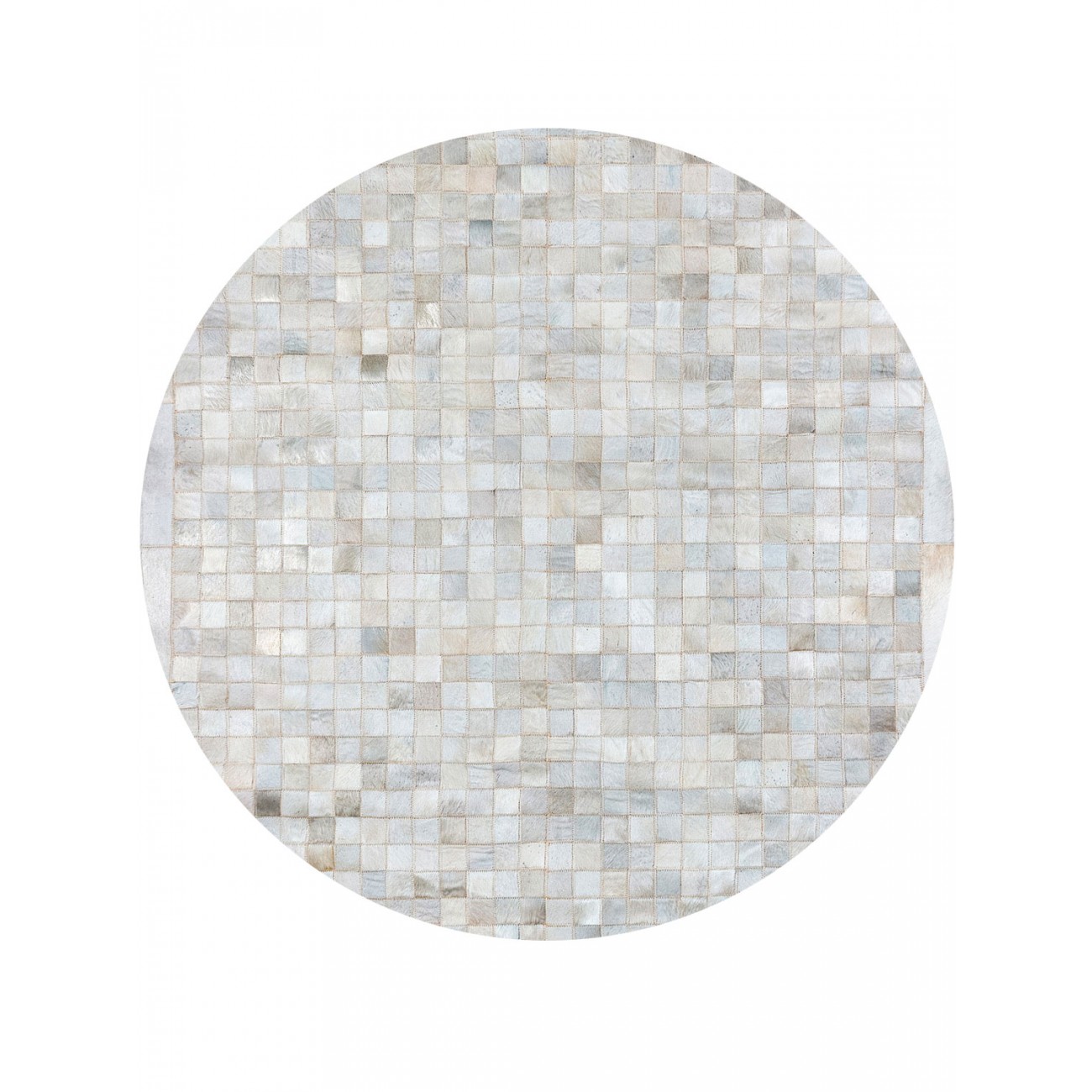 Tapete Couro Branco com Borda (5x5) Redondo - Personalizável