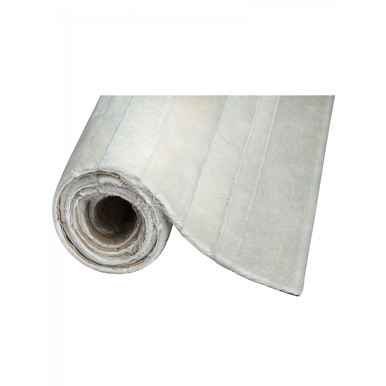 Tapete Couro Tiras Branco Redondo - Personalizável