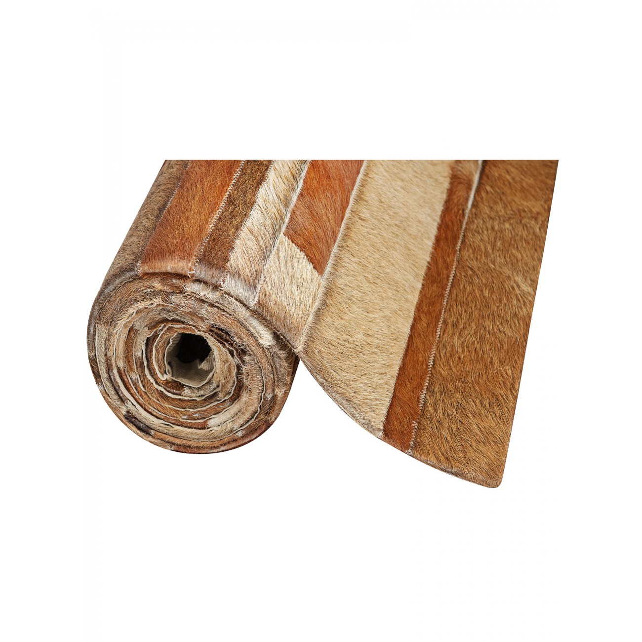 Tapete Couro Tiras Marrom Redondo - Personalizável