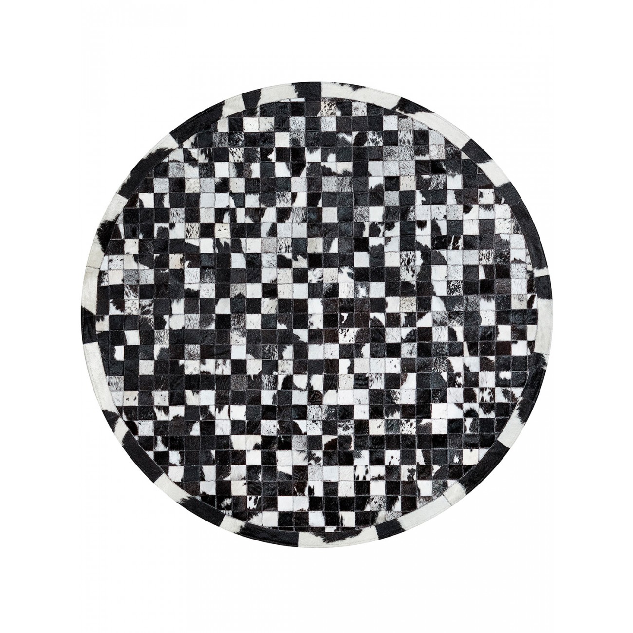 Tapete Couro Preto e Branco Malhado com Borda (5x5) - Personalizável