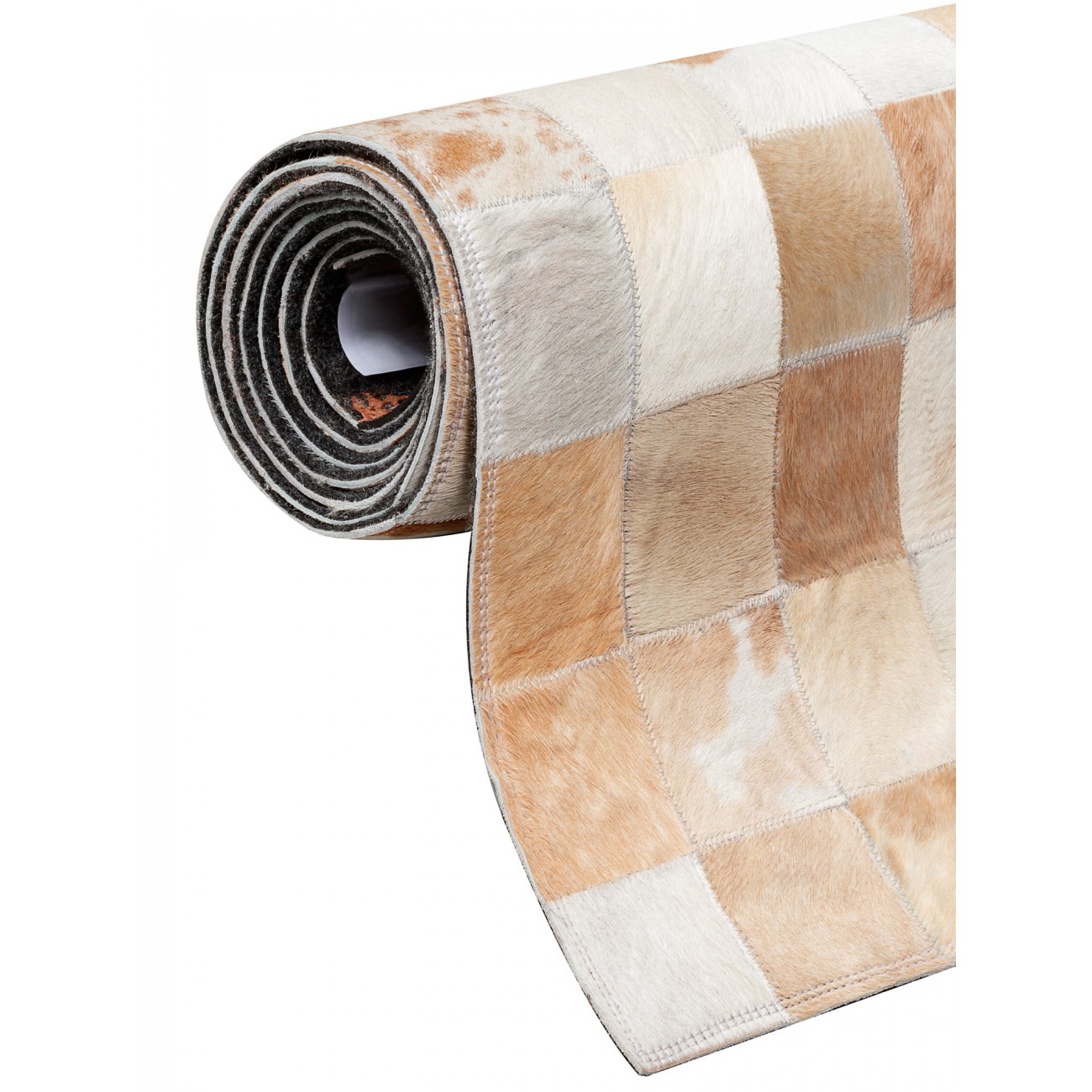 Tapete Couro Branco e Bege Malhado (7x7) Redondo - Personalizável