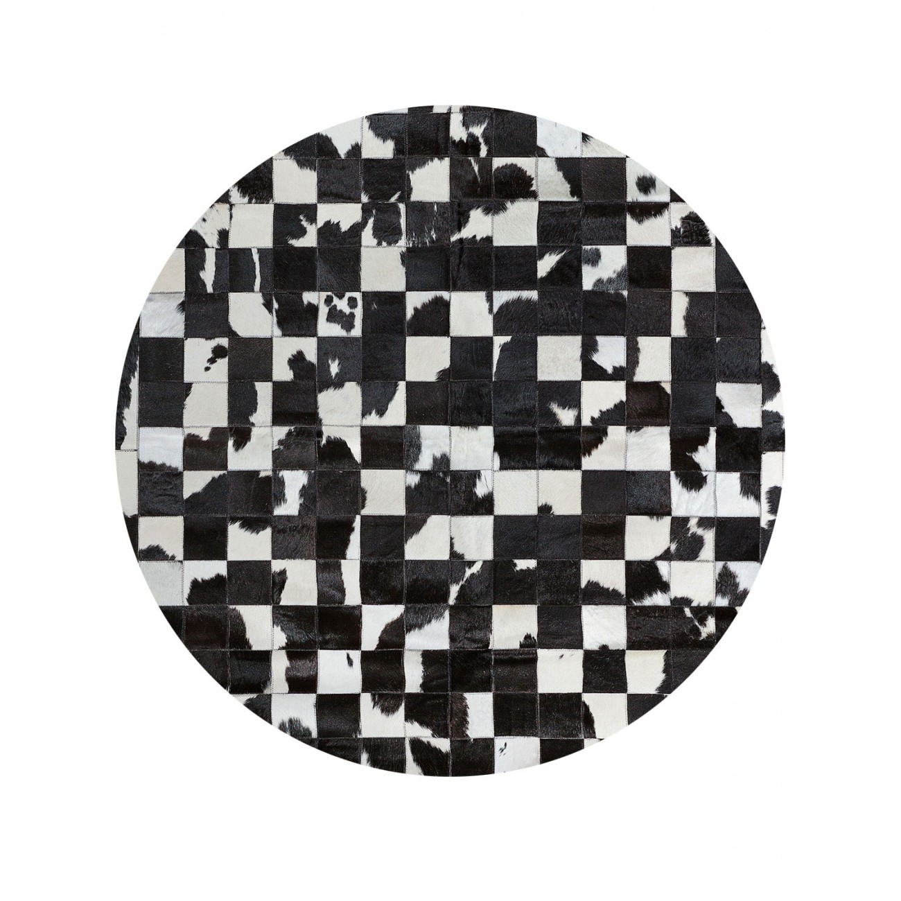 Tapete Couro Preto e Branco com Borda (10x10) Redondo - Personalizável