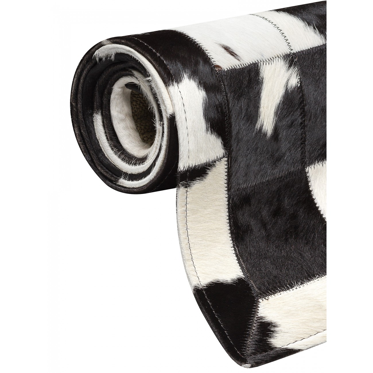 Tapete Couro Preto e Branco com Borda (10x10) Redondo - Personalizável