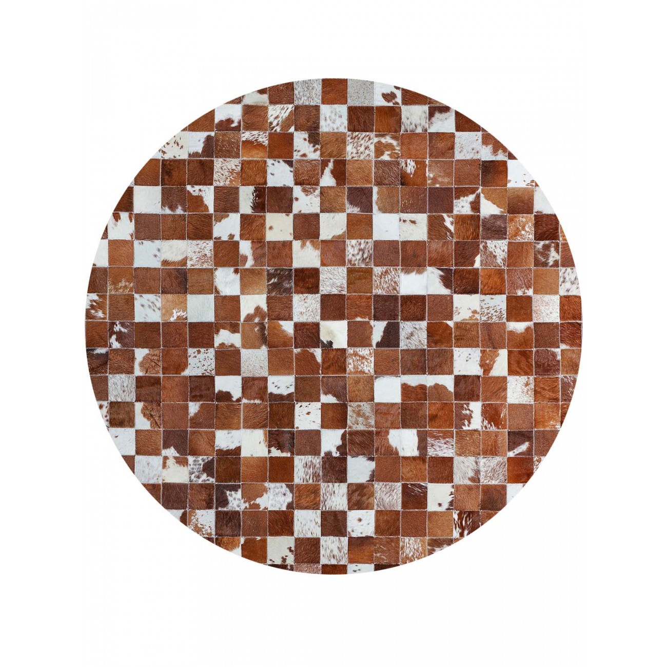 Tapete Couro Marrom e Branco Malhado (10x10) Redondo - Personalizável