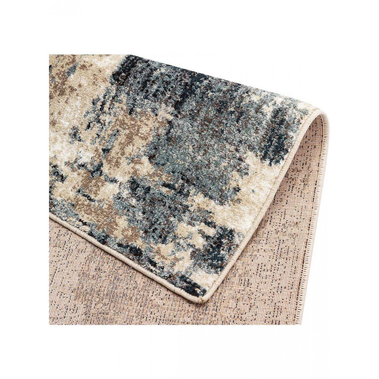 Tapete Ultra Abstrato Azul e Cru - 160x235