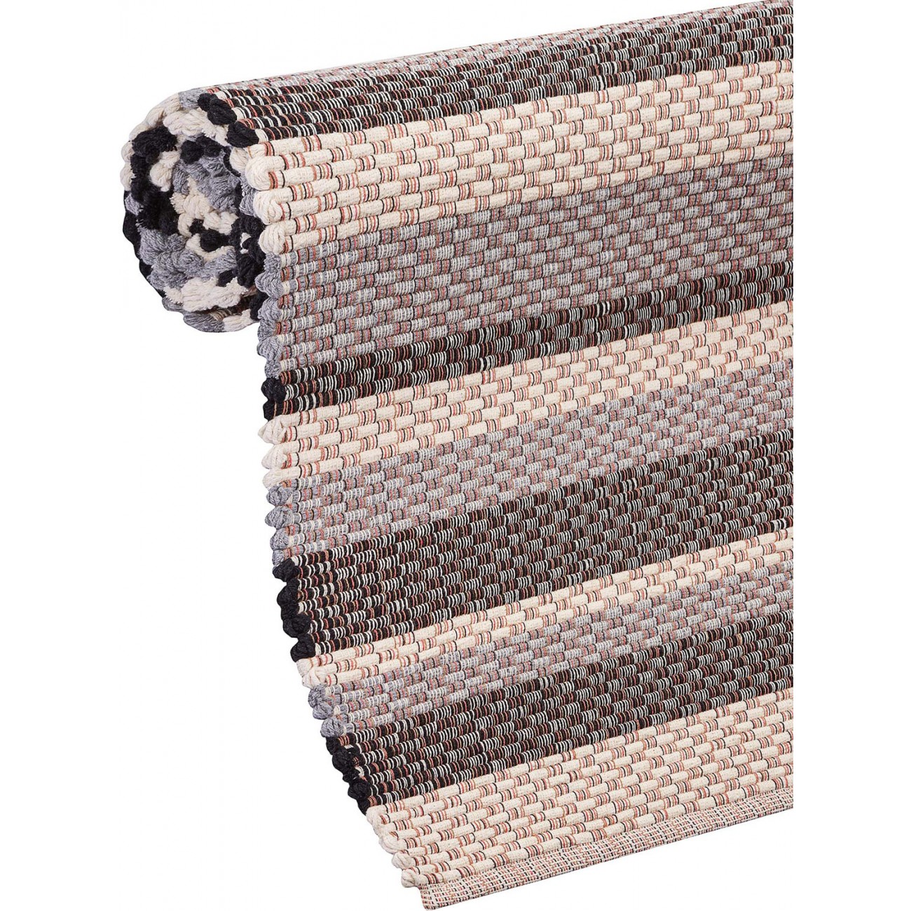 Tapete Tear V&V Listras Cinza Preto e Cru Redondo - Personalizável