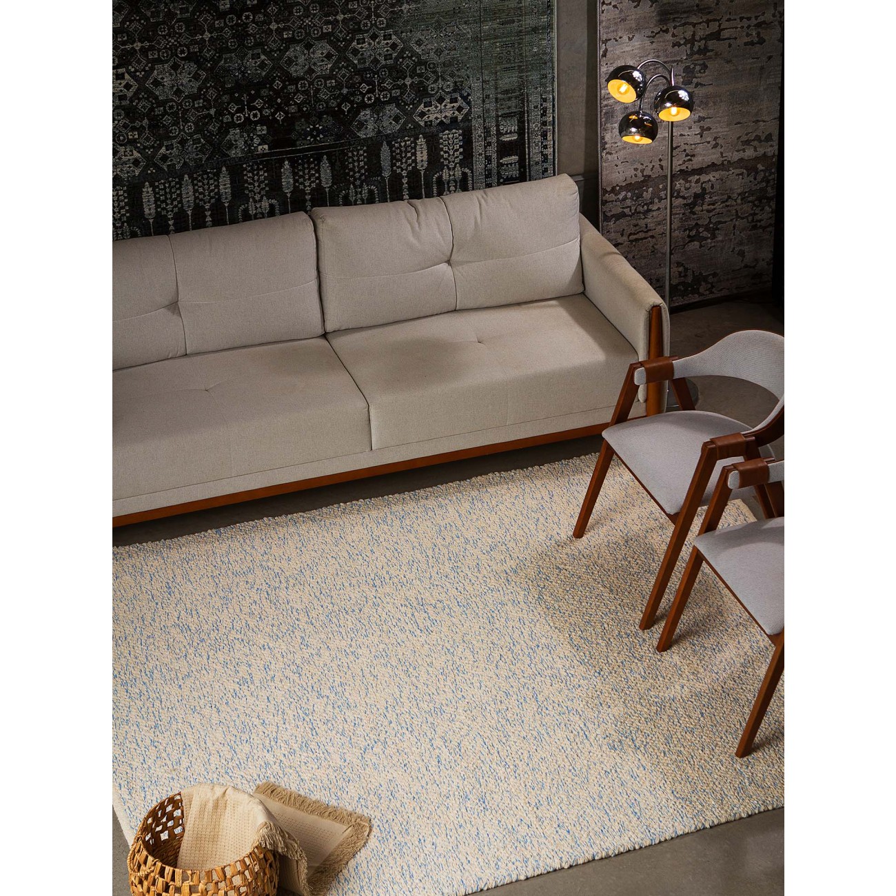 Tapete Tear Manual Td 566 Azul e Branco Redondo - Personalizável