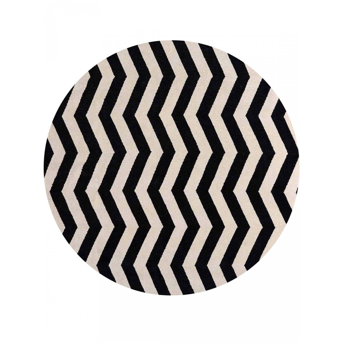 Tapete Tear Chevron Preto e Cru Redondo - Personalizável