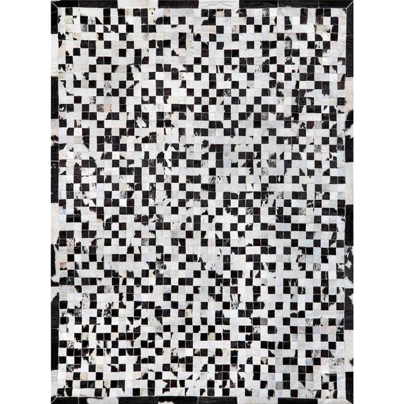 Tapete Couro Preto e Branco Malhado com Borda (5x5)