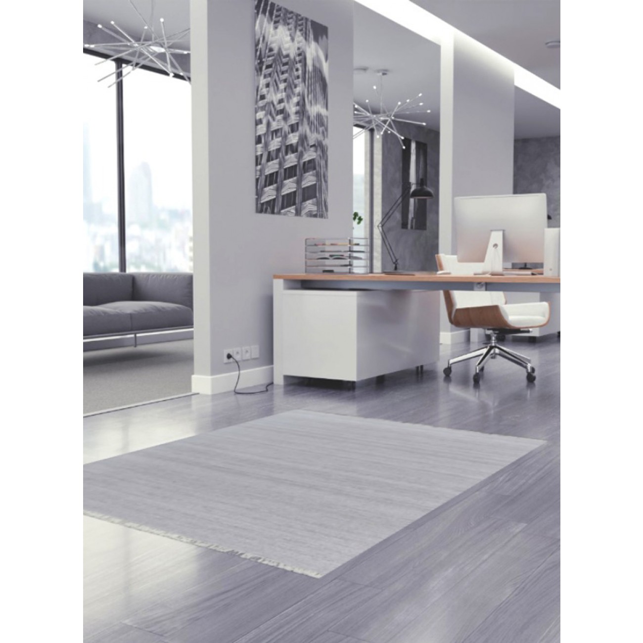 Tapete Kilim Cosmos Cinza Claro - Personalizável