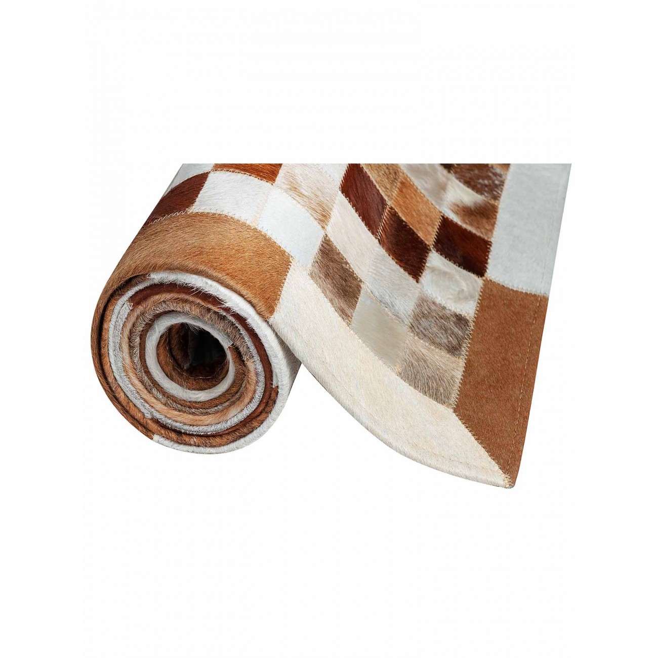 Tapete Couro Marrom e Branco Malhado com Borda (5x5) Redondo - Personalizável