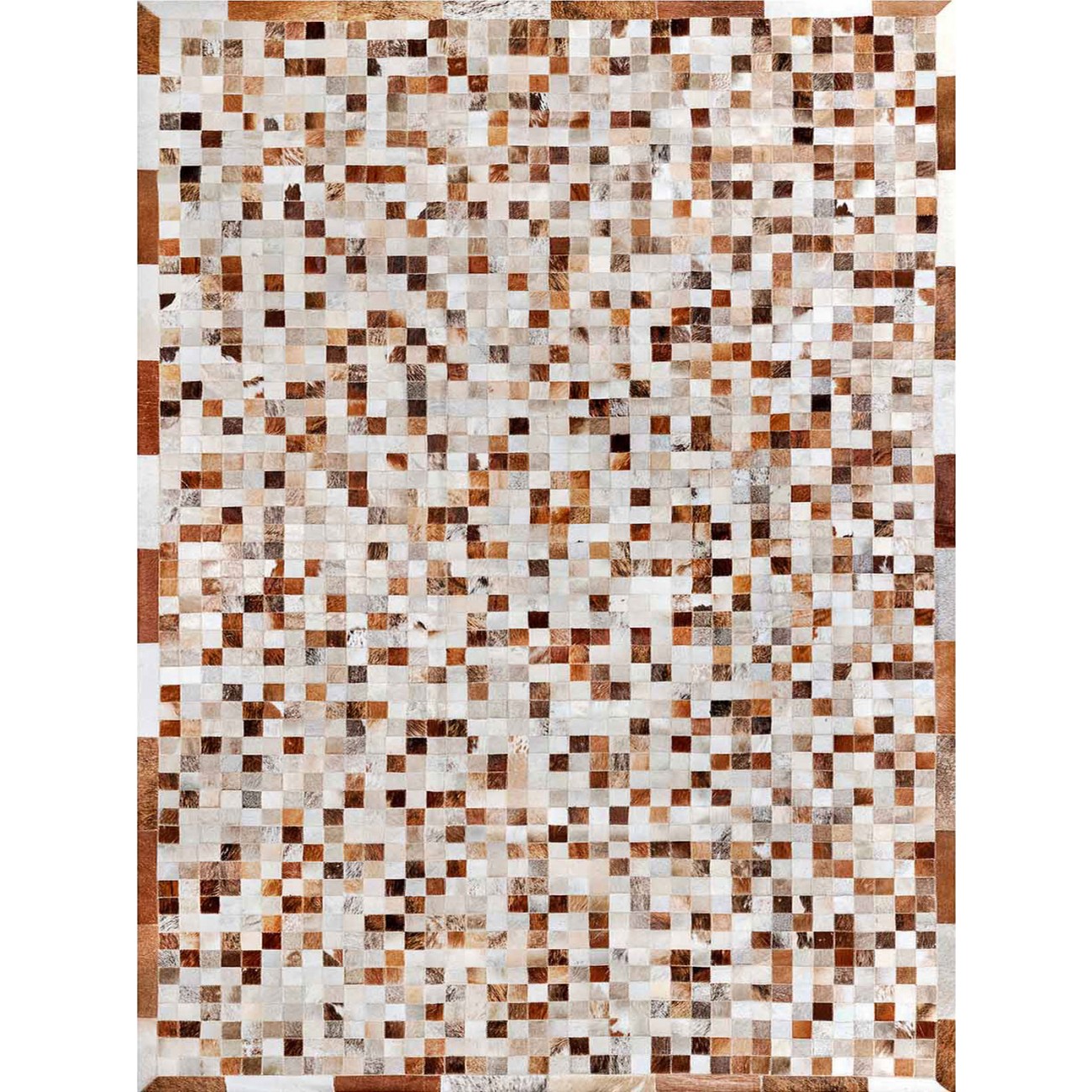 Tapete Couro Marrom e Branco Malhado com Borda (5x5) - Personalizável