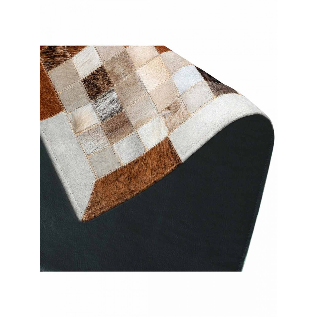 Tapete Couro Marrom e Branco Malhado com Borda (5x5) Redondo - Personalizável