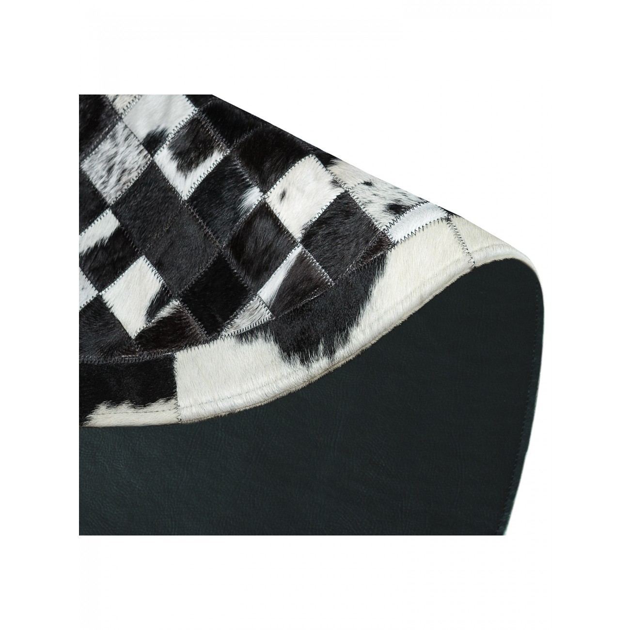 Tapete Couro Preto e Branco Malhado com Borda (5x5) - Personalizável