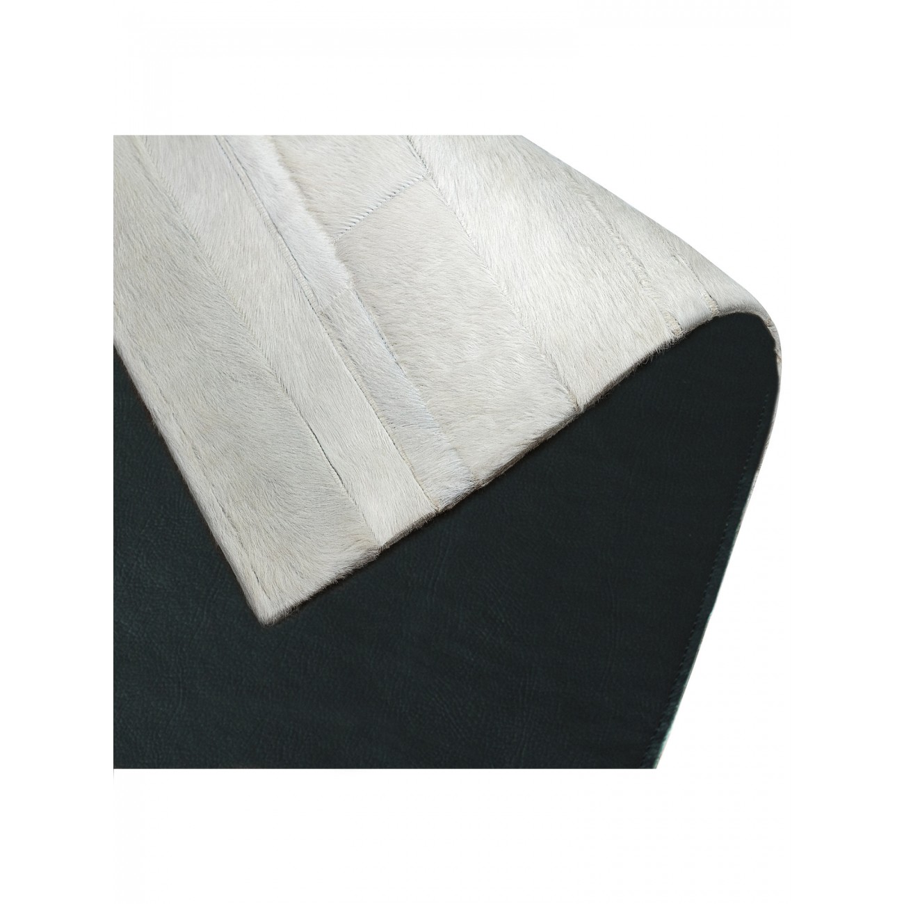 Tapete Couro Tiras Branco Redondo - Personalizável