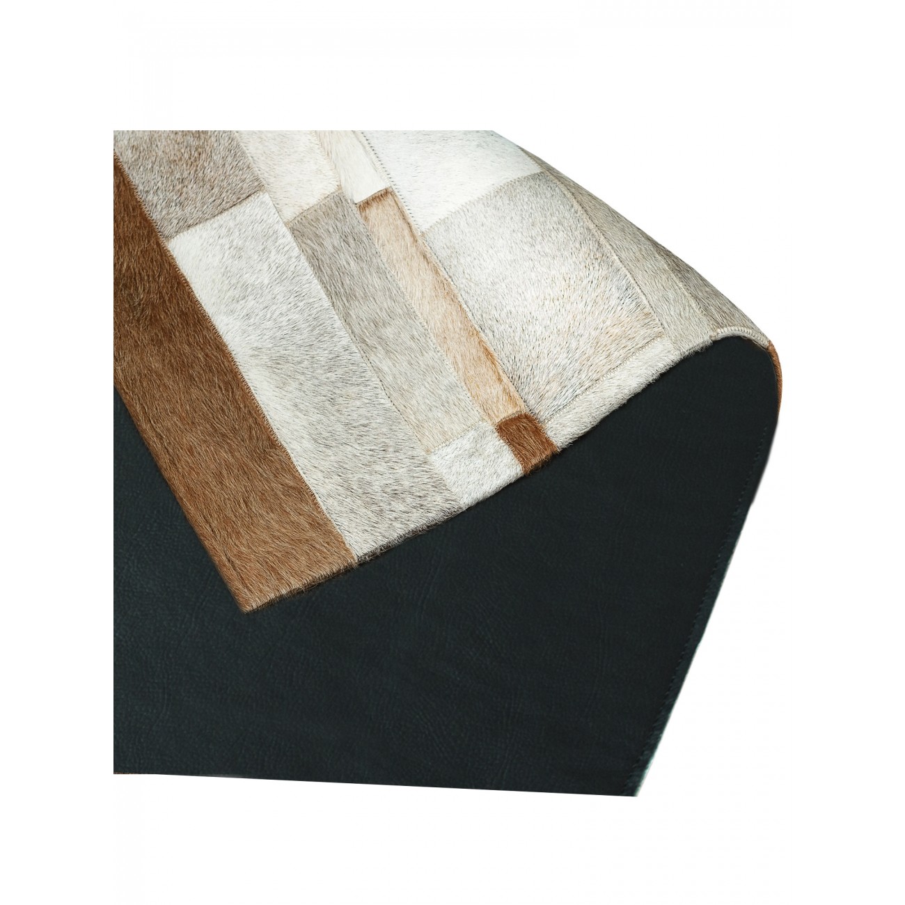 Tapete Couro Tiras Marrom e Cru Redondo - Personalizável