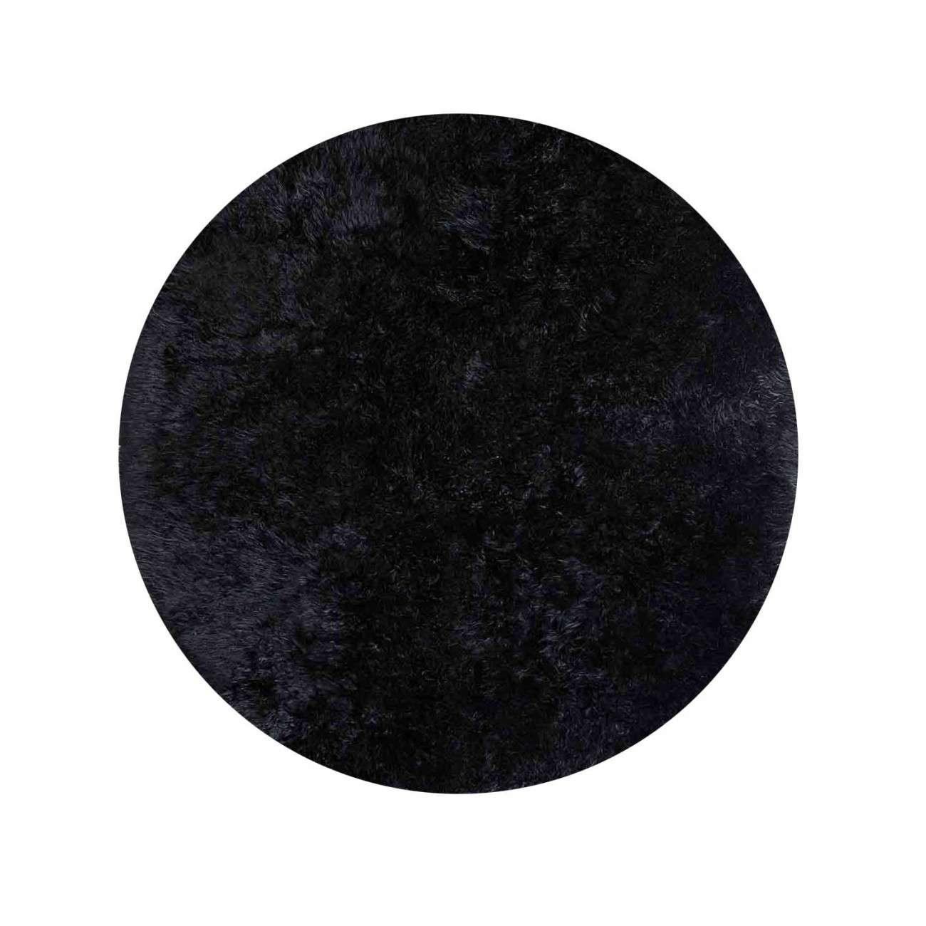 Tapete Pele de Carneiro Preto Redondo - Personalizável