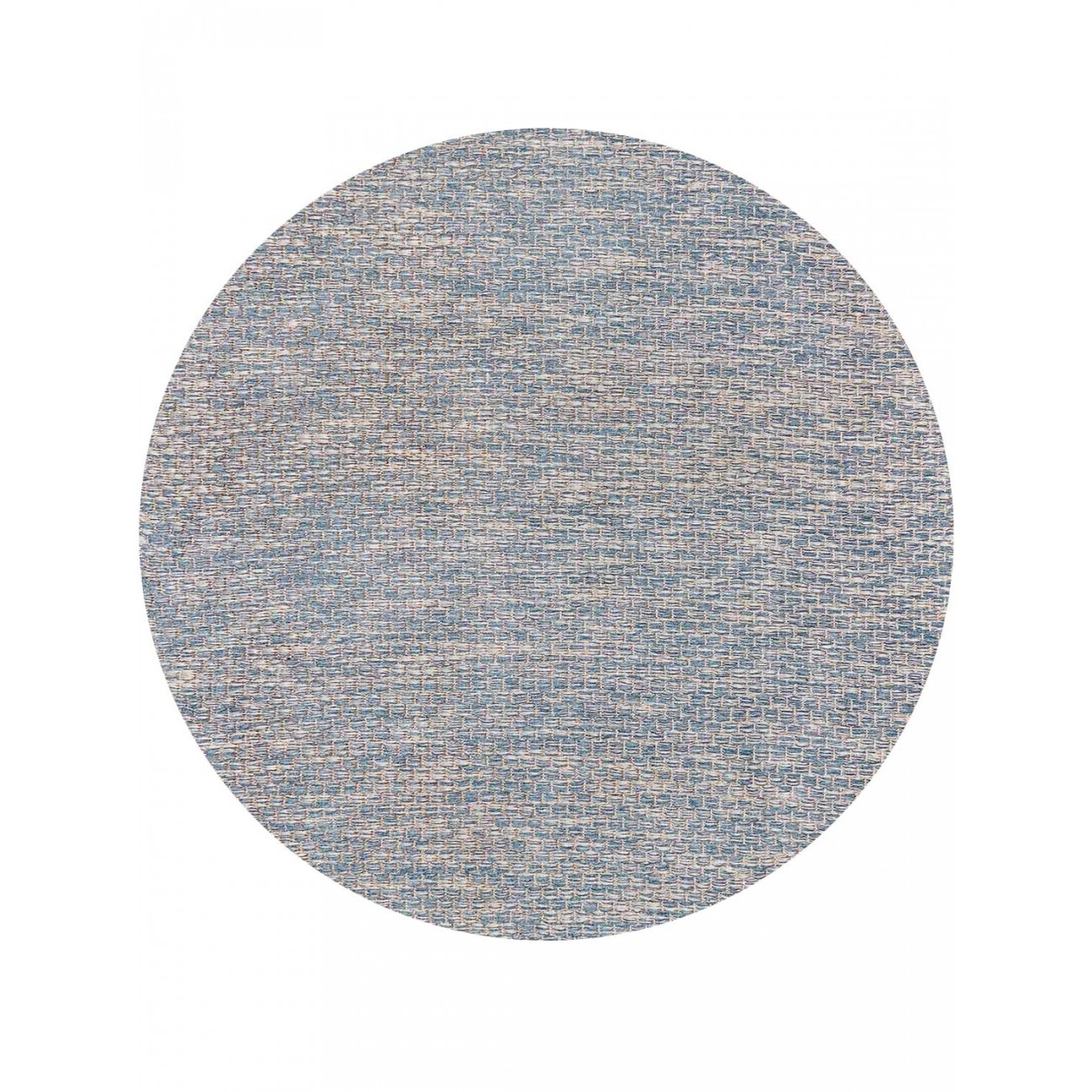 Tapete Tear Colmeia Cru e Azul Claro Redondo - Personalizável