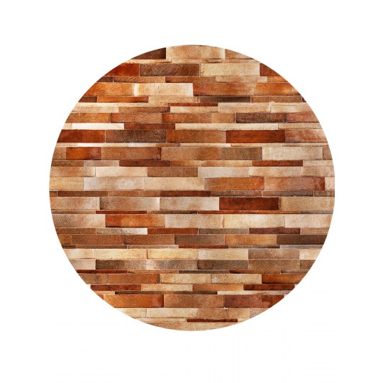 Tapete Couro Tiras Marrom Redondo - Personalizável