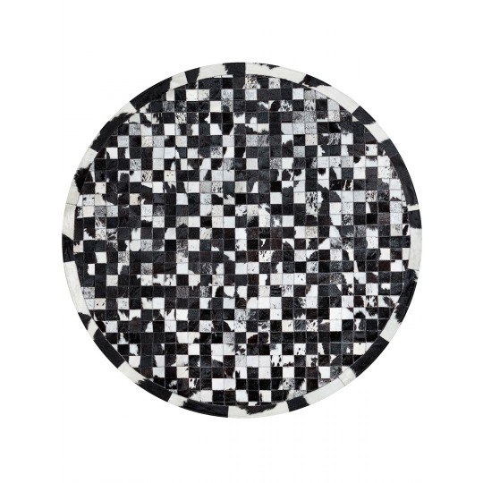 Tapete Couro Preto e Branco Malhado com Borda (5x5) - Personalizável