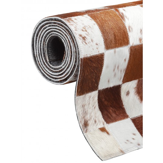 Tapete Couro Marrom e Branco Malhado (10x10) Redondo - Personalizável