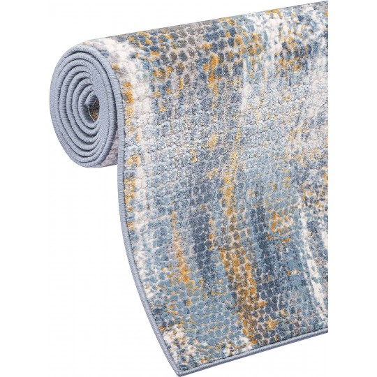 Tapete Milo Antique 3 Azul e Dourado - 057x090