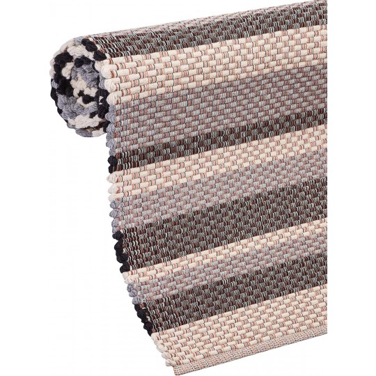 Tapete Tear V&V Listras Cinza Preto e Cru Redondo - Personalizável