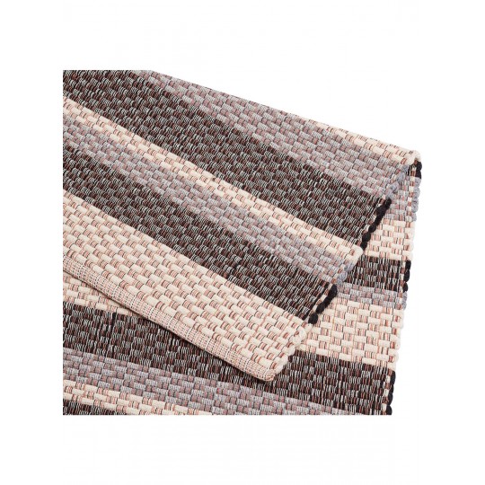 Tapete Tear V&V Listras Cinza Preto e Cru