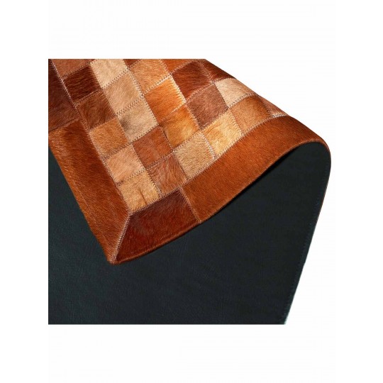 Tapete Couro Marrom com Borda (5x5) Redondo - Personalizável