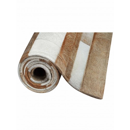 Tapete Couro Tiras Marrom e Cru - Personalizável