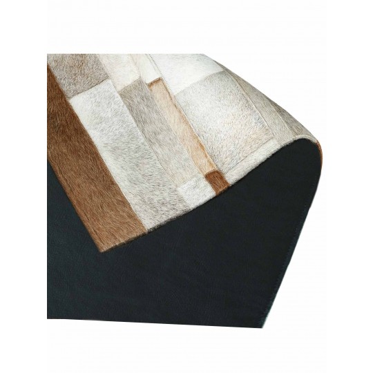 Tapete Couro Tiras Marrom e Cru - Personalizável