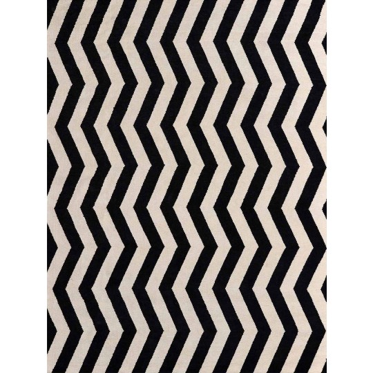 Tapete Tear Chevron Preto e Cru