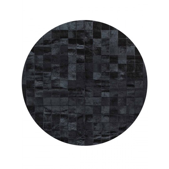 Tapete Couro Preto com Borda (10x10) Redondo - Personalizável