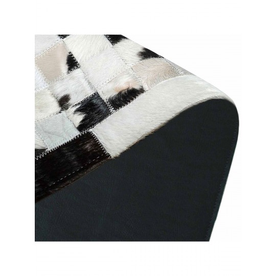 Tapete Couro Preto e Branco Malhado com Borda (5x5)