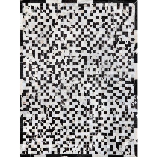 Tapete Couro Preto e Branco Malhado com Borda (5x5)