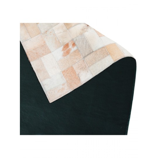 Tapete Couro Branco e Bege Malhado (5x10) Redondo - Personalizável