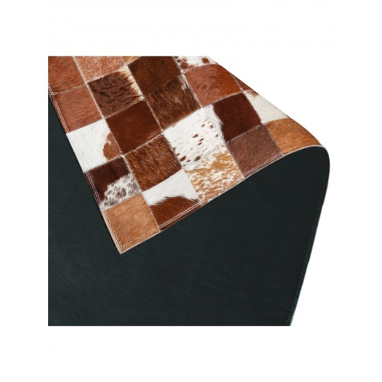 Tapete Couro Marrom e Branco Malhado (10x10) Redondo - Personalizável