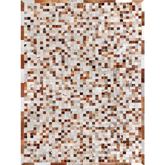 Tapete Couro Marrom e Branco Malhado com Borda (5x5) - Personalizável