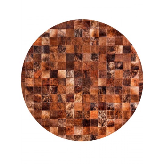 Tapete Couro Marrom Exótico com Borda (10x10) Redondo - Personalizável