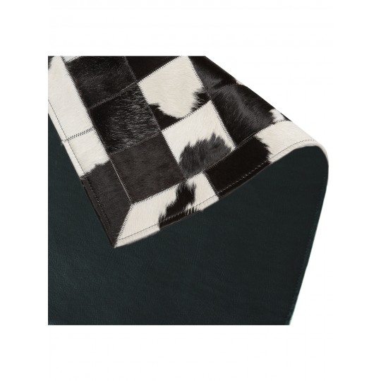 Tapete Couro Preto e Branco com Borda (10x10) Redondo - Personalizável