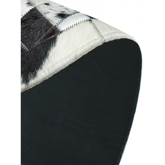 Tapete Couro Preto e Branco Malhado com Borda (5x5) - Personalizável