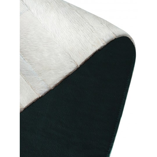 Tapete Couro Tiras Branco Redondo - Personalizável