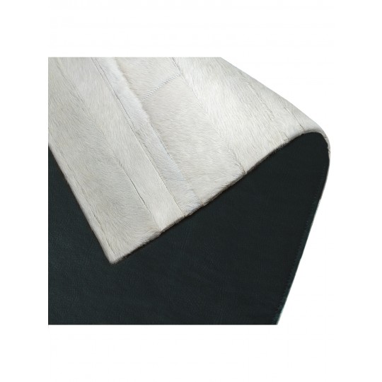 Tapete Couro Tiras Branco Redondo - Personalizável