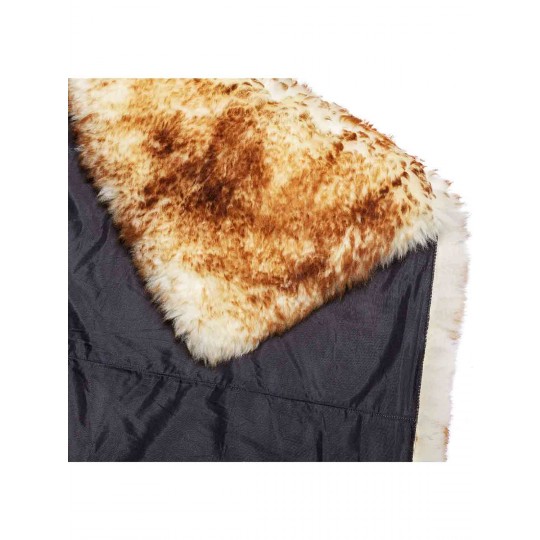 Tapete Pele de Carneiro Bege Chamuscado Redondo - Personalizável