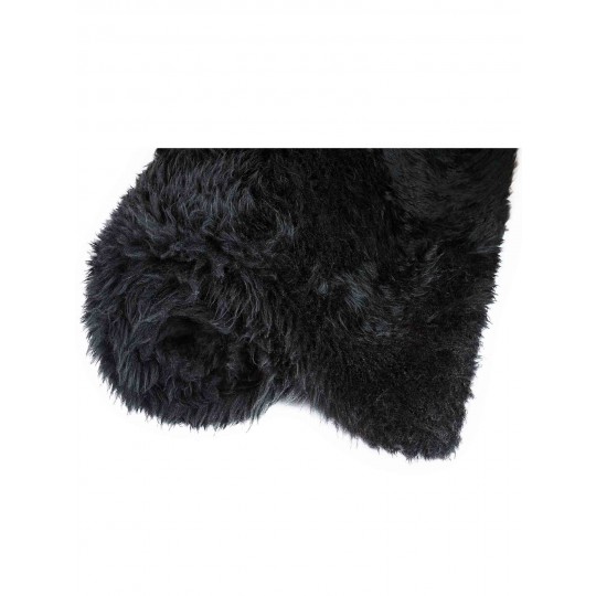 Tapete Pele de Carneiro Preto Redondo - Personalizável