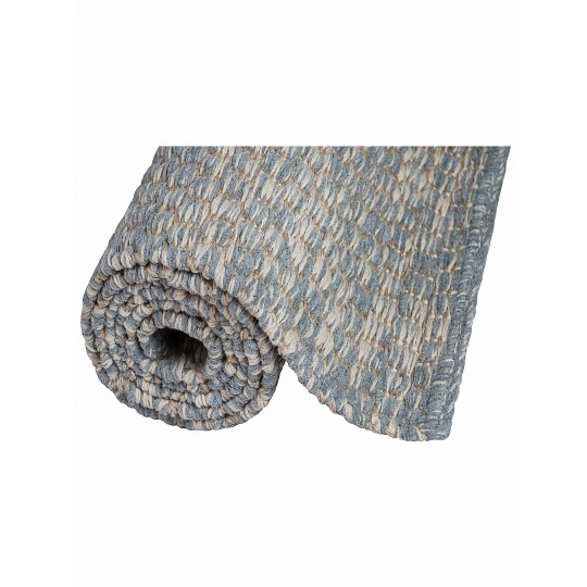 Tapete Tear Colmeia Cru e Azul Claro Redondo - Personalizável