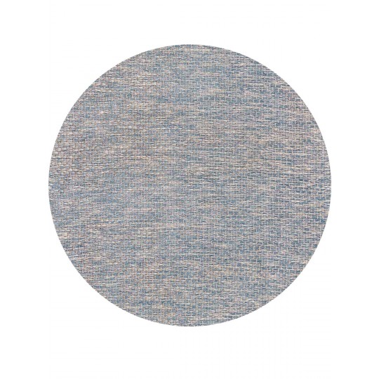 Tapete Tear Colmeia Cru e Azul Claro Redondo - Personalizável