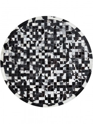 Tapete Couro Preto e Branco Malhado com Borda (5x5) - Personalizável