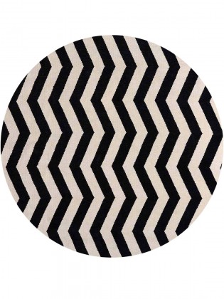 Tapete Tear Chevron Preto e Cru Redondo - Personalizável