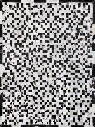 Tapete Couro Preto e Branco Malhado com Borda (5x5)